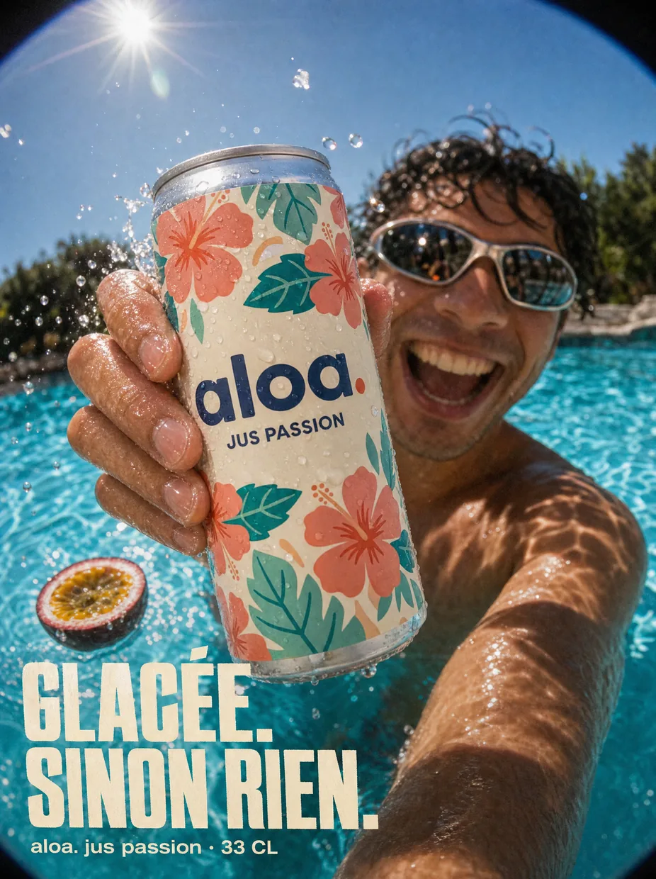 Glacée, sinon rien : selfie dans la piscine, la canette au premier plan